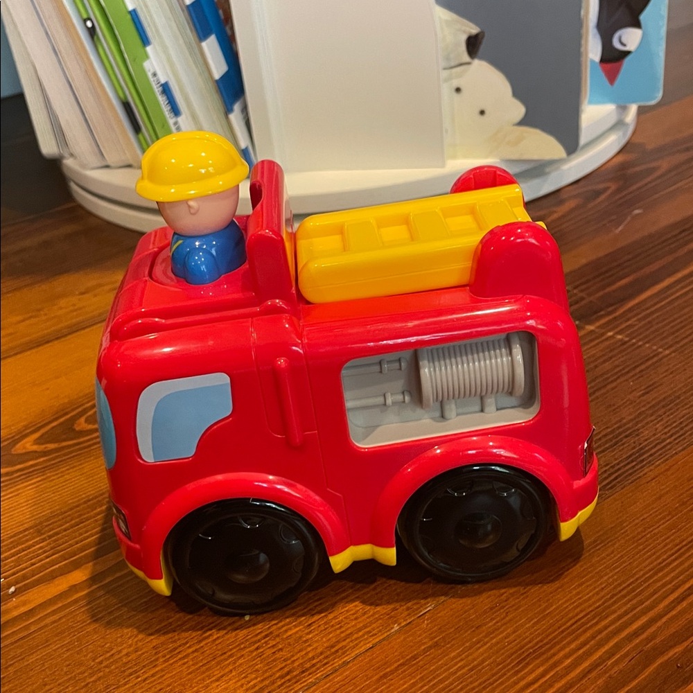 Press and Roll Red Toy Fire Truck with Figure - Picture 4 of 5